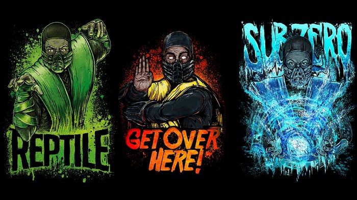 Mortal Kombat characters Reptile, Scorpion, and Sub-Zero