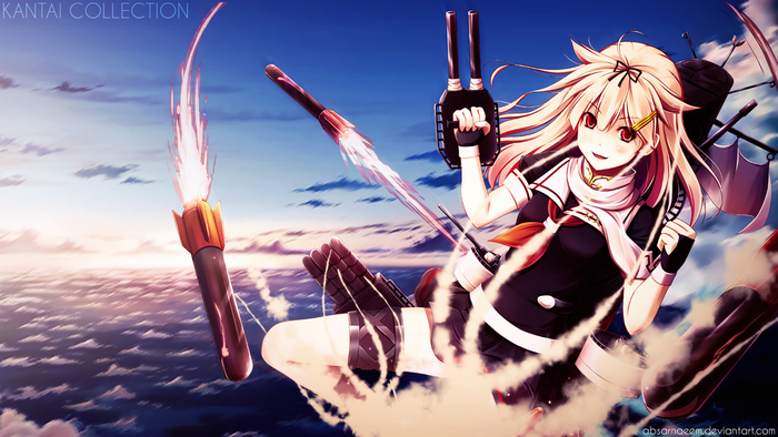 Yuudachi KanColle from Kantai Collection firing missiles