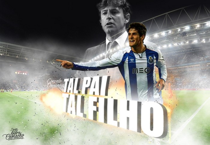Gonçalo Paciência and his father in a stadium