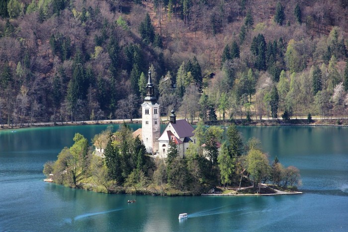 Island Church on Lake Bled in Slovenia