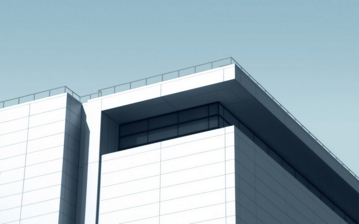 Modern building facade with a clear sky