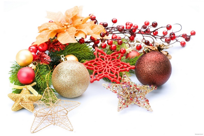 Christmas Decorations with Ornaments and Stars