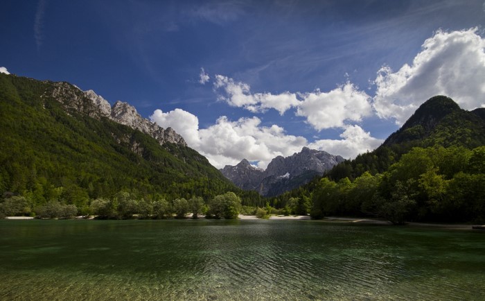 Serene Mountain Lake with Lush Green Forest