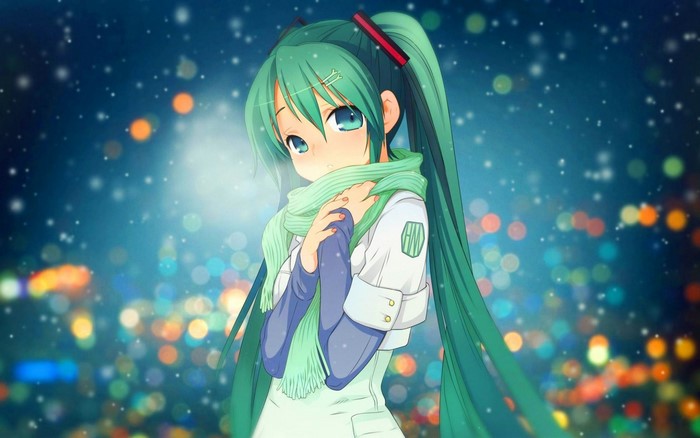 Hatsune Miku from Vocaloid wearing a scarf