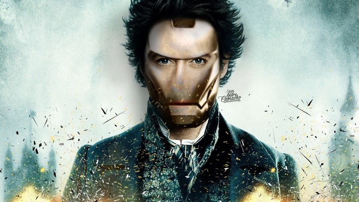 Sherlock Holmes with Iron Man mask poster
