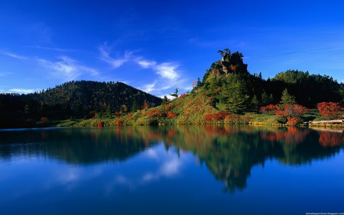 Autumn mountain lake reflection