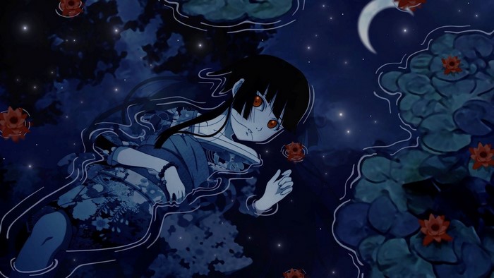 Enma Ai from Jigoku Shoujo floating in water