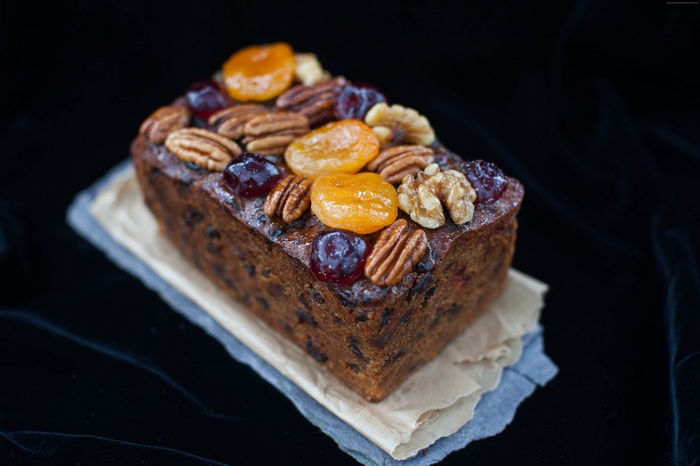 Fruitcake with nuts and dried apricots