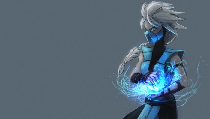 Elsa from Frozen as Sub Zero from Mortal Kombat
