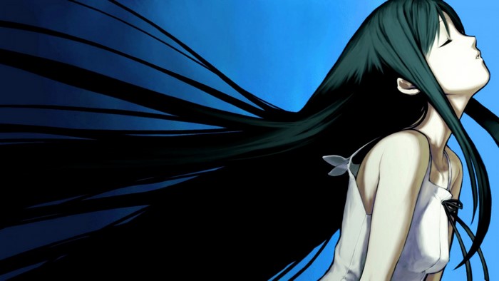 Saya from Saya no Uta with long black hair