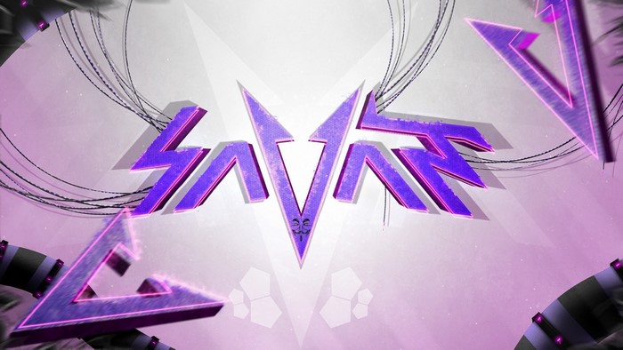 Savant logo with purple lightning bolts and wires