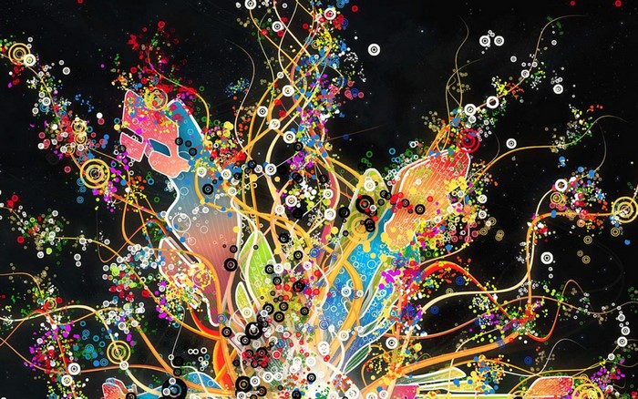Abstract colorful explosion of shapes and lights
