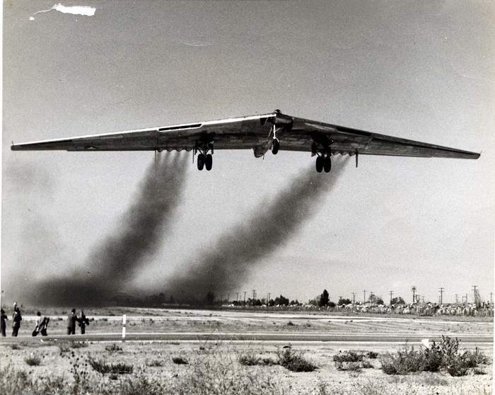 Northrop YB-49 Flying Wing bomber taking off