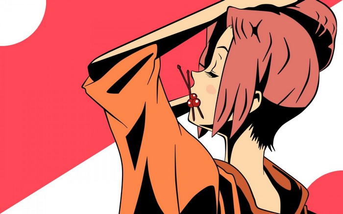 Fuu from Samurai Champloo with cherries