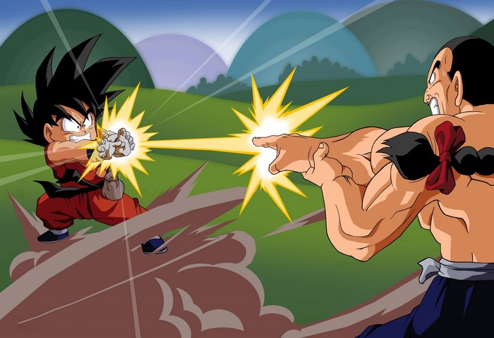 Goku and Tao Pai Pai fighting in Dragon Ball Z