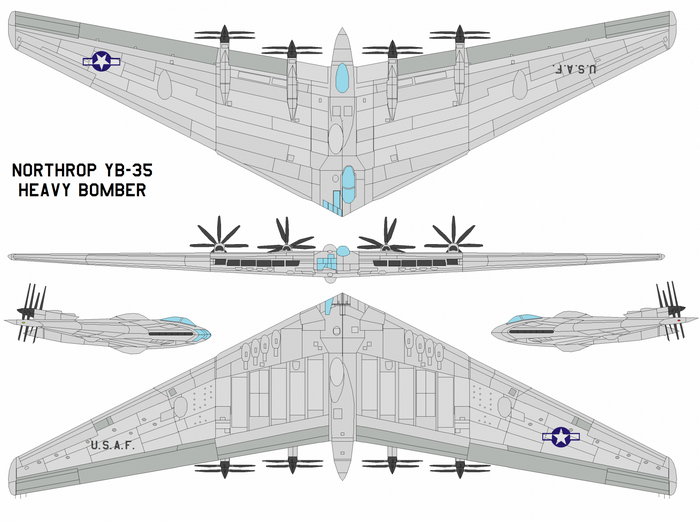 Northrop YB-35 Heavy Bomber Aircraft Diagram