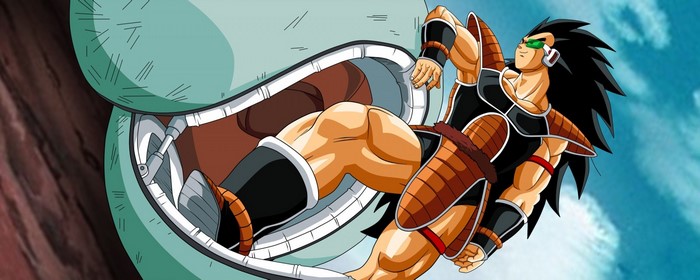 Raditz from Dragon Ball Z inside a pod
