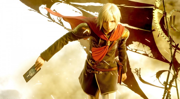 Lightning from Final Fantasy holding a card