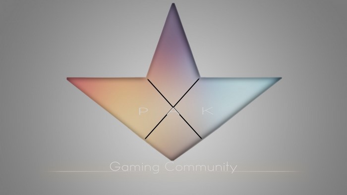 Abstract geometric logo with letters P, A, K and text "Gaming Community"