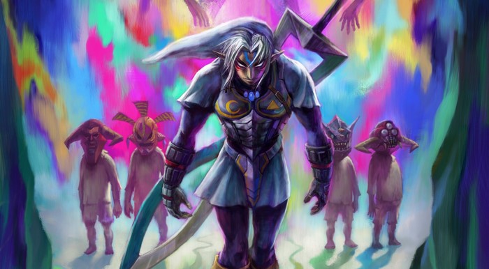 Link from The Legend of Zelda: Majora's Mask with Deku Scrubs