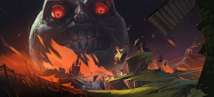 Majora's Mask Moon falling on Termina