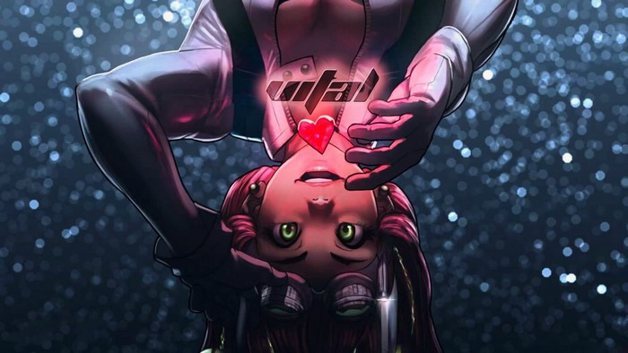 Anime girl with glowing logo and heart