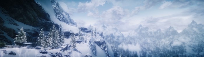 The Elder Scrolls V Skyrim snowy mountain landscape