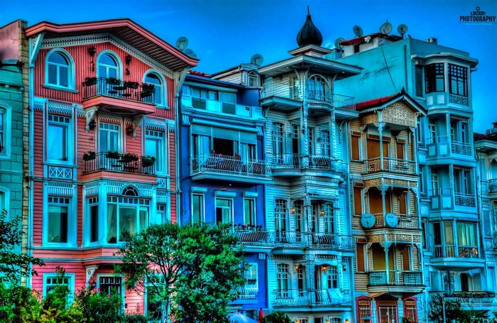 Colorful historic buildings in Istanbul, Turkey