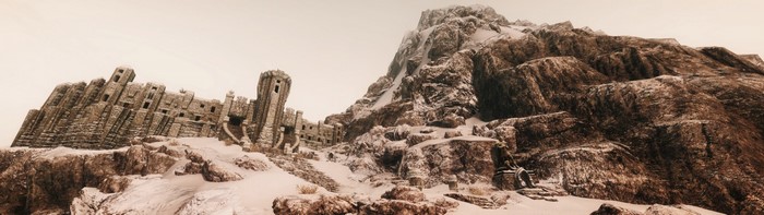 Ancient stone fortress on a snowy mountain