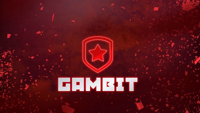 Gambit Esports logo with red particles