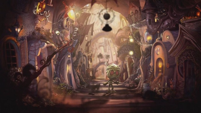 Amumu from League of Legends in a dark fantasy town