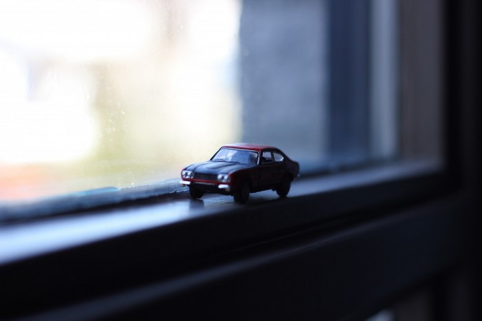 Toy car on a windowsill