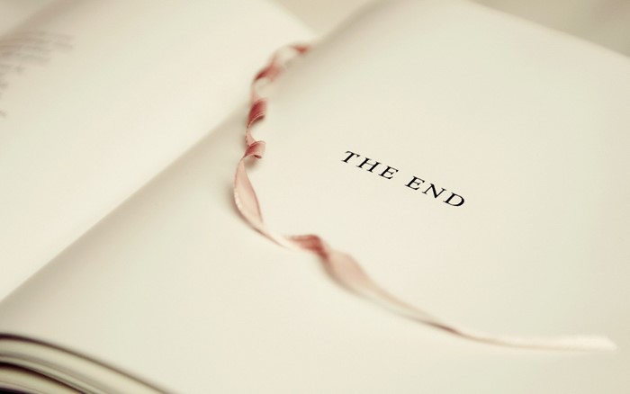The End page of a book with a ribbon