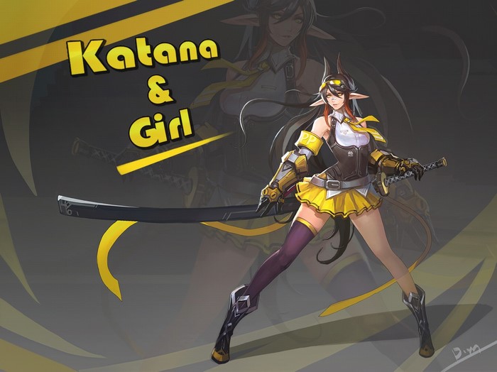 Katana & Girl anime illustration