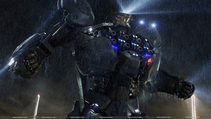 Gipsy Danger from Pacific Rim in the rain