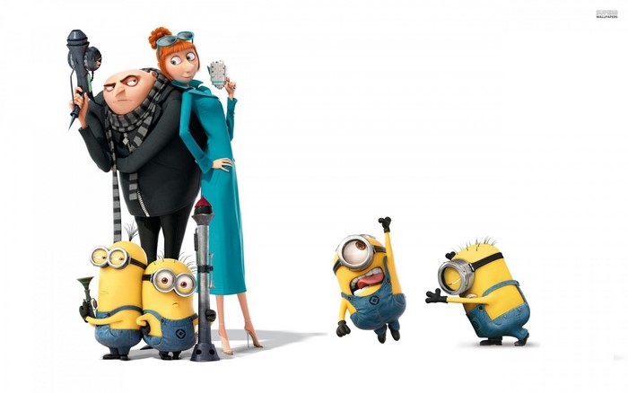 Gru and Lucy with Minions from Despicable Me