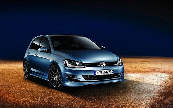 Blue Volkswagen Golf VII car