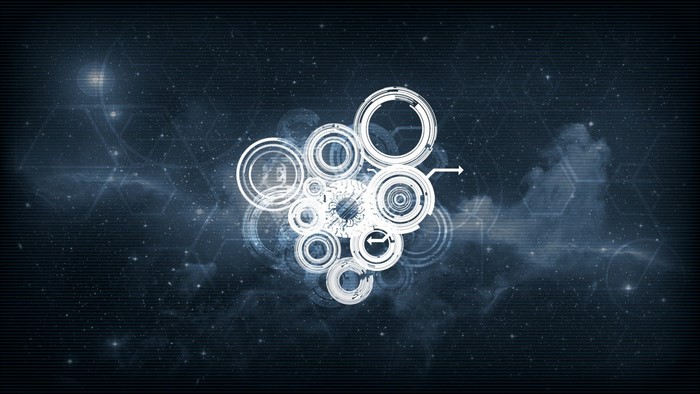 Abstract digital art with circles and stars