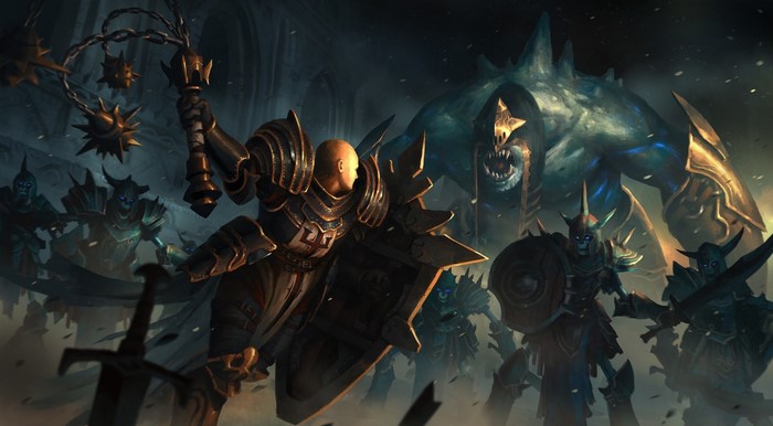 Diablo character fighting monsters