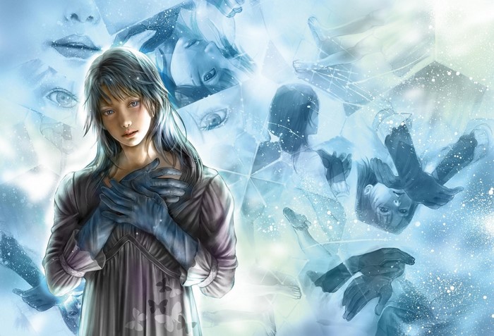 Girl with fragmented reflections