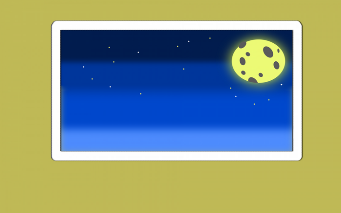 Illustration of a night sky with moon and stars