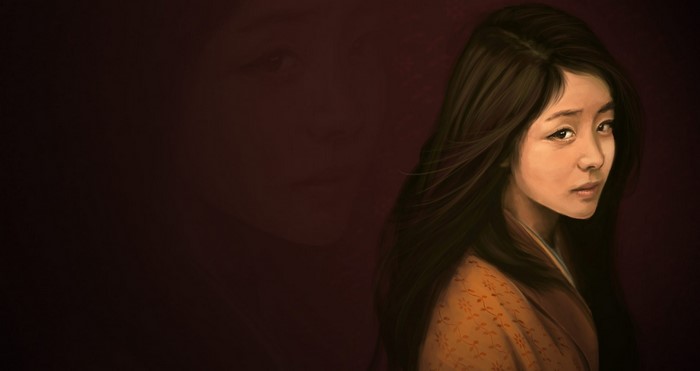 Portrait of a young woman with brown hair