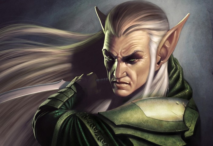 Illustration of an elf warrior with a sword