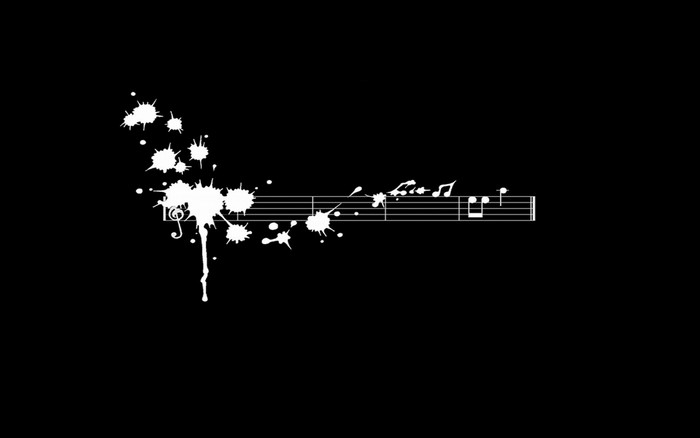 White ink splatters on musical staff