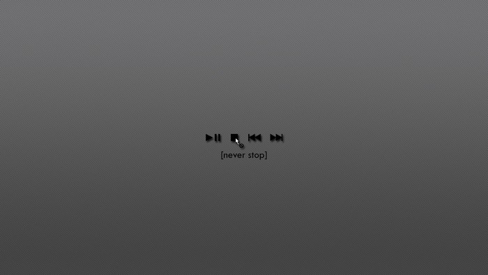 Minimalist music player controls with text