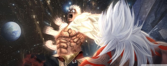 Asura from Asura's Wrath fighting in space