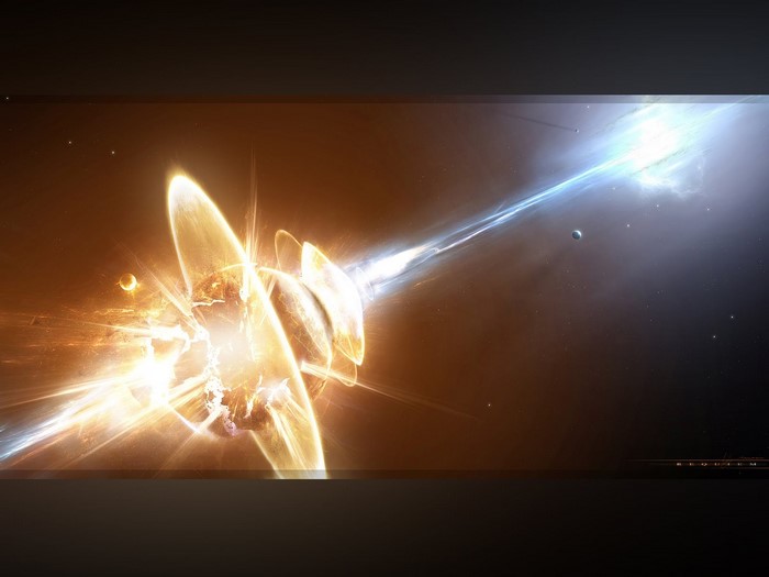 Explosion of light and energy in outer space