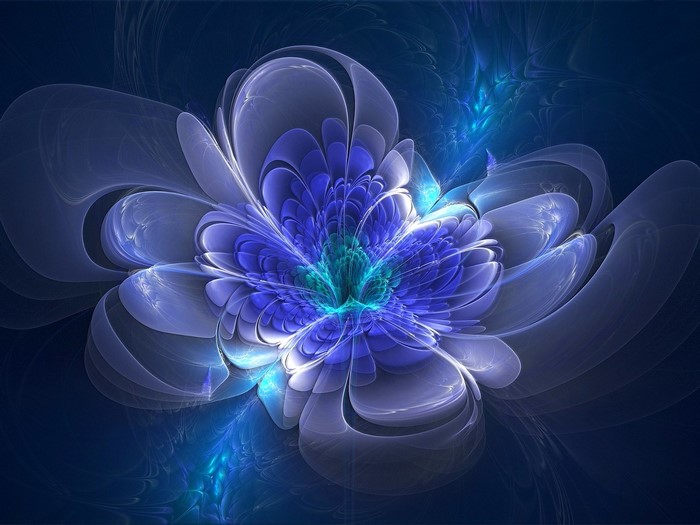 Abstract blue and purple fractal flower illustration