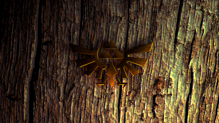 The Legend of Zelda Triforce on Wood Texture
