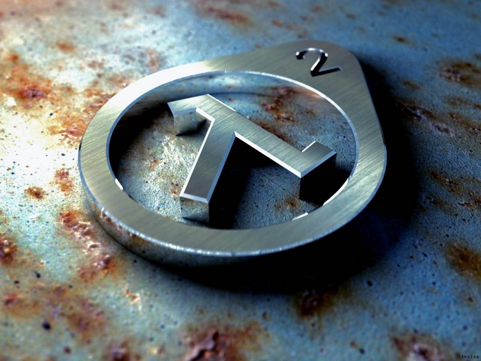 Half-Life 2 Lambda Symbol on Rusty Metal